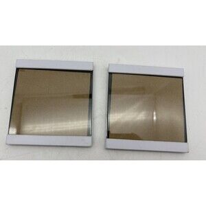 Lot of 2 White Square Photo Picture Frames Silver Tone Trim Wall Display